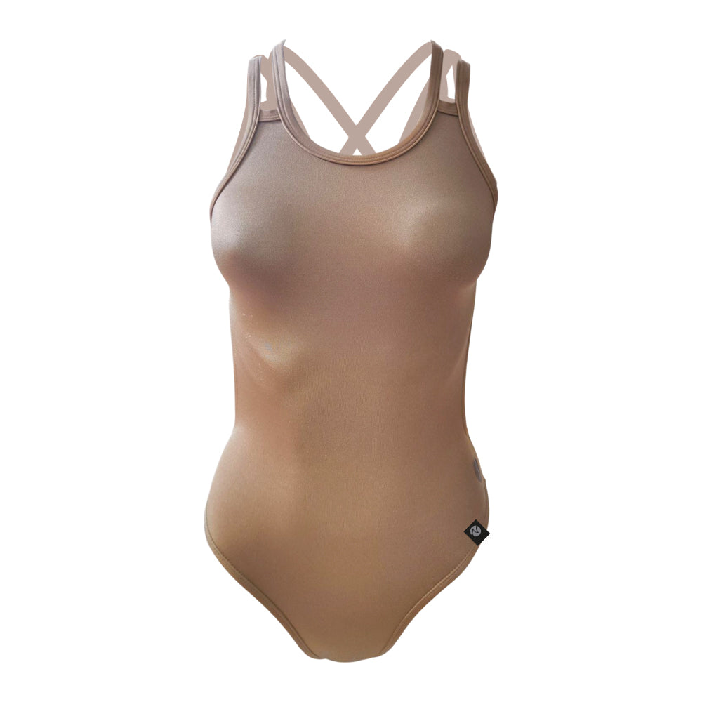 Vestido de baño entero cruzado 2 Back Oro Metalizado