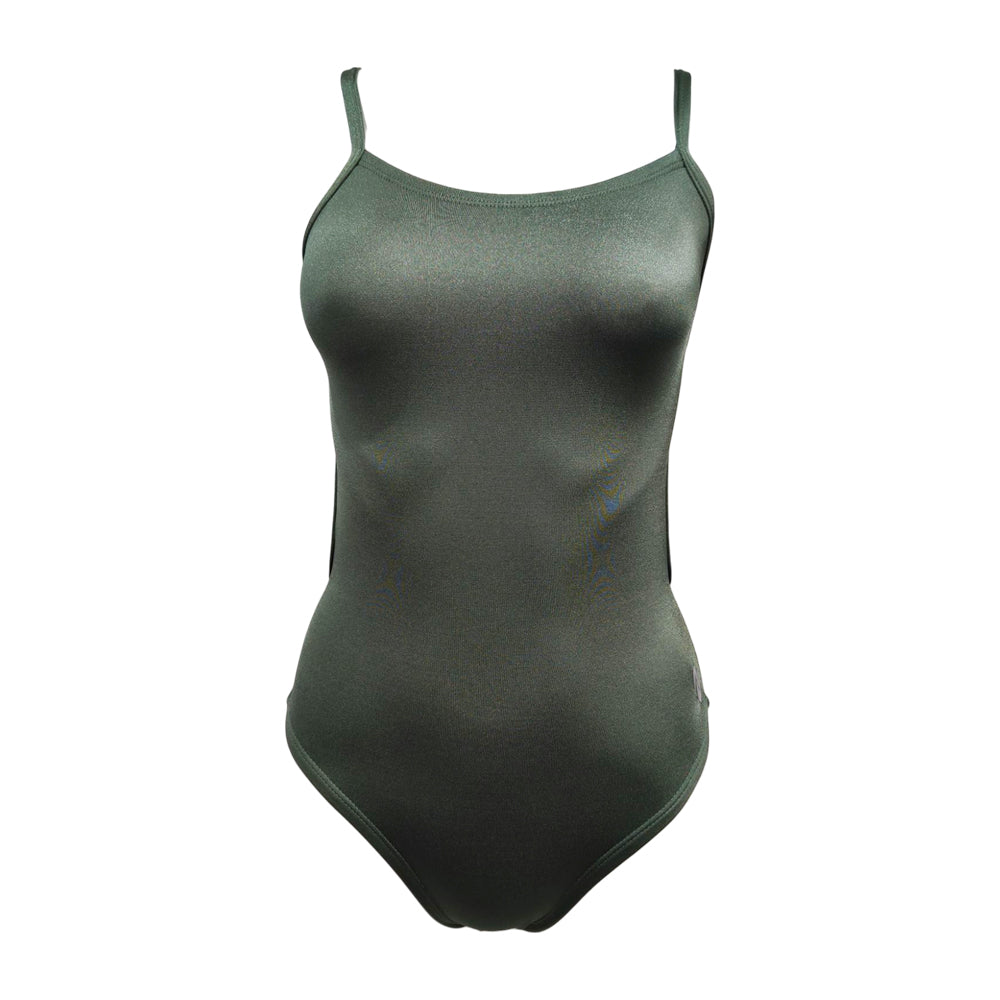 Vestido de baño entero cruzado 3 Back Verde Oliva Metalizado