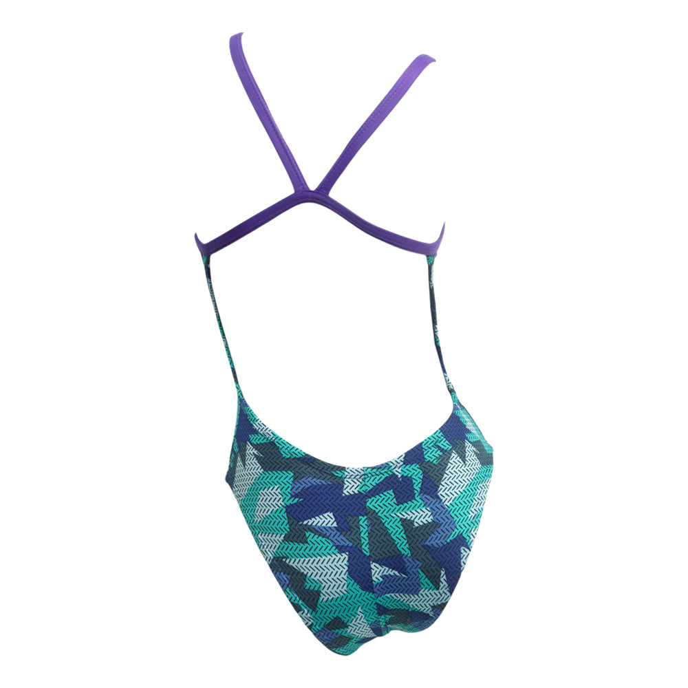 Vestido de baño entero tiras geoframe blue