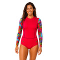 Vestido de baño Manga Larga Rojo / Mariposas