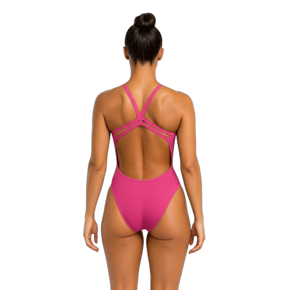 Vestido de baño entero tiras Magenta