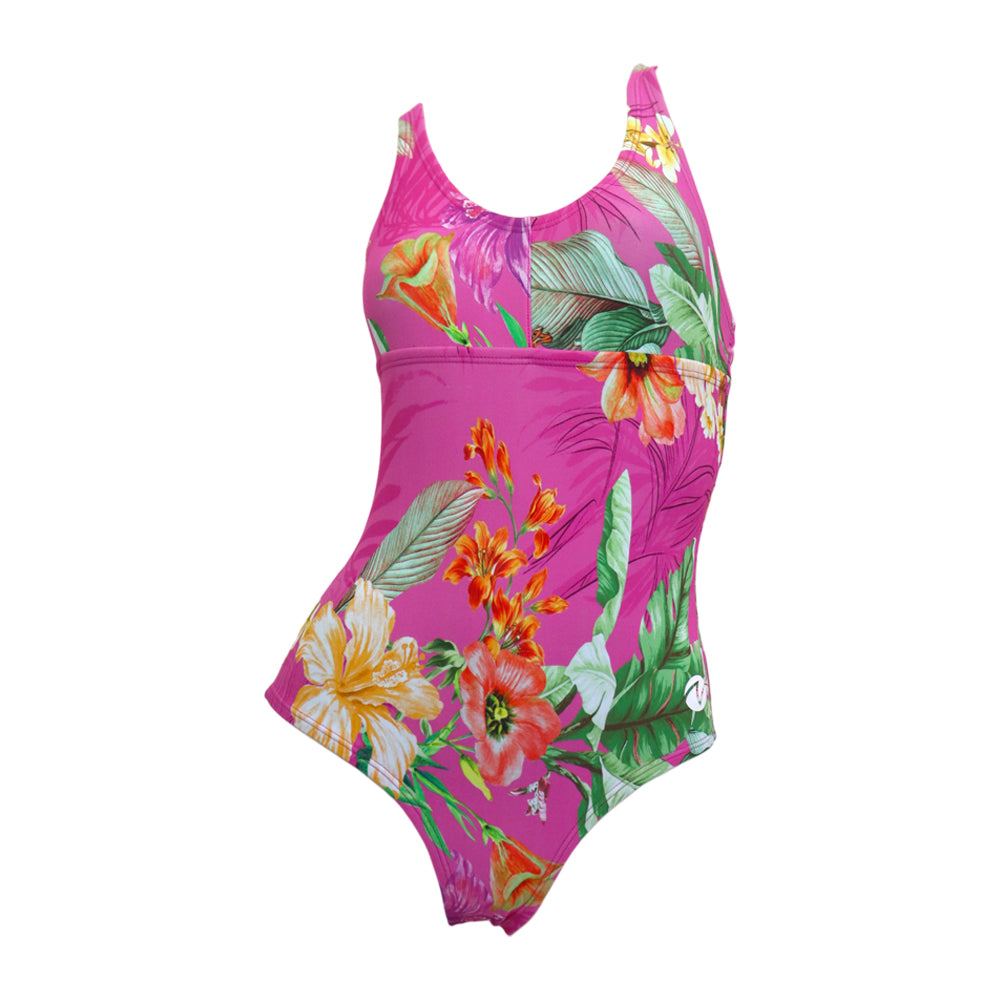 Vestido de baño enterizo tropiflor rosa