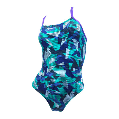 Vestido de baño entero tiras geoframe blue para mujer – Natare Swim